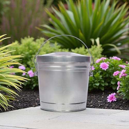 6-Gallon Galvanized Steel Storage Can with Locking Lid，Resistant Storage Can for Home & Garden