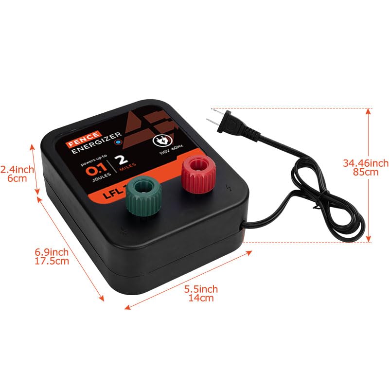 Electric Fence Charger, Electric Fence Energizer 0.1 Joule Ac Powered - size: 101-1