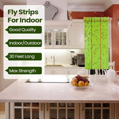 Qualirey 1 Pcs Giant Flypaper Fly Traps, 295ft Sticky Fluorescent Green - color: Fluorescent Green
