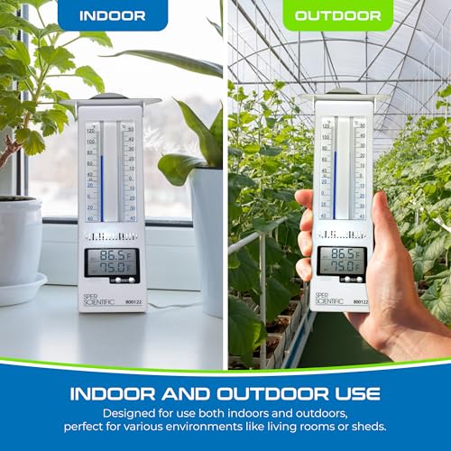 Sper Scientific Analog & Digital Min/Max Thermometer 800122 - Accurate Temperature Tracking, Weather-Resistant Design, Dual Display for Indoor & Outdoor Use, Ideal for Greenhouses, Labs & More - 4 pc - size: 4 Pack