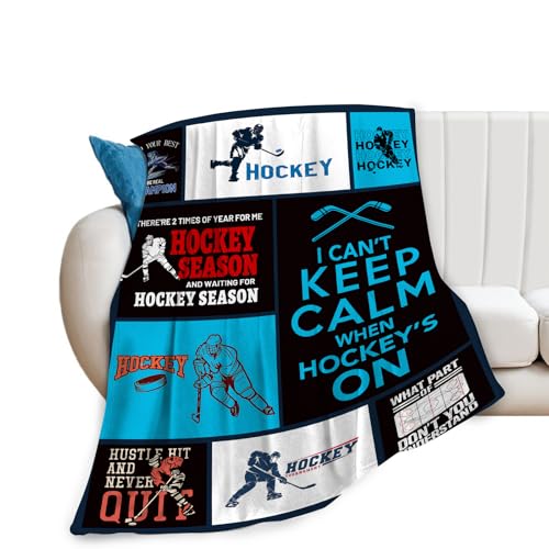 Super Soft Warm Ice Hockey Fleece Throw Blanket - Cozy Fluffy Plush Stuff Lightweight Flannel Gifts for Kids & Adults - 60"X50" - color: Hockey, size: 60"x50"