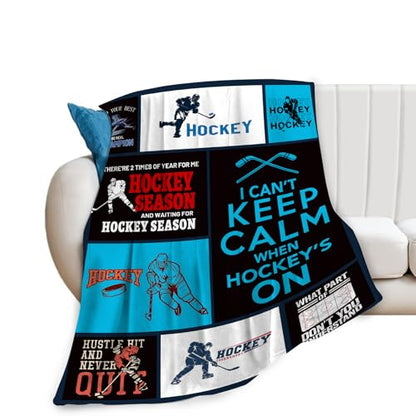 Super Soft Warm Ice Hockey Fleece Throw Blanket - Cozy Fluffy Plush Stuff Lightweight Flannel Gifts for Kids & Adults - 60"X50" - color: Hockey, size: 60"x50"
