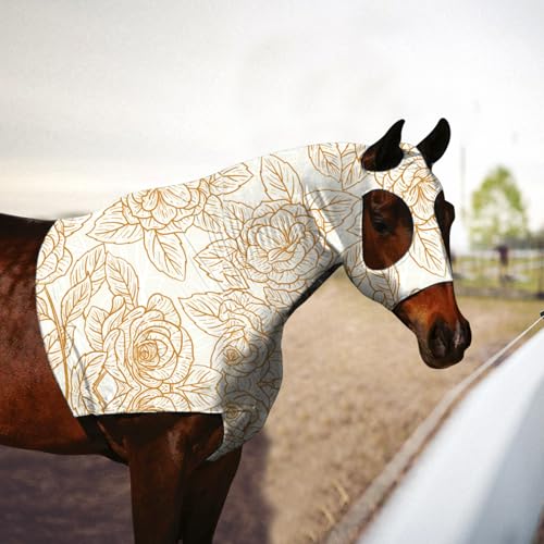 Zippered Horse Stretch Hood Without Ears, M（Flower） - color: flower, size: M-1Pack