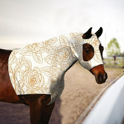 Zippered Horse Stretch Hood Without Ears, M（Flower） - color: flower, size: M-1Pack