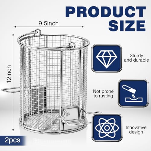 2 Pcs 1/4″ Mesh 5 Gallon Dip and Drain Stainless Steel Part Cleaning Strainer Basket for Buckets, Swing Handle, for Mechanics Auto Parts Washing Garage Shop Home Workshop, Bucket Not Included - size: 5 Gallon,1/4″