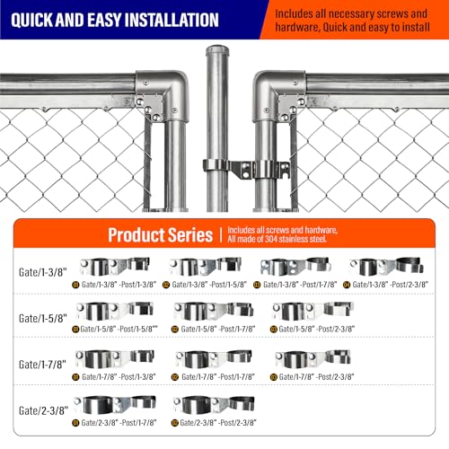 Heavy Duty Stainless Steel 1-7/8" x 1-7/8" Chain Link Fence Gate Fork Latch with Hole for Padlock（Fit 1 7/8" Gate Frame） 1Pack - size: 1-7/8''x1-7/8''-1P