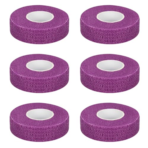 6pcs 1/2in Self Adhesive Bandage Wraps, 5 Yards Purple - color: Purple, size: 1/2in