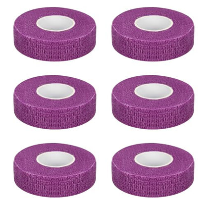 6pcs 1/2in Self Adhesive Bandage Wraps, 5 Yards Purple - color: Purple, size: 1/2in