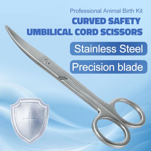 Animal Birth Kit with Curved Scissors, Disposable Umbilical Clamps, Hemostat, Bulb Syringe, Whelping Supplies Starter Kit Safe Delivery for Puppies, Kittens, New Born Pet Supplies