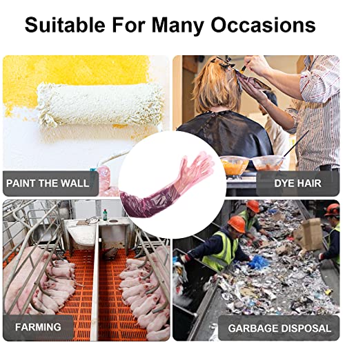 50 Disposable Field Dressing Gloves Veterinary Insemination Rectal Long Gloves, Extra Long Sleeve Full Arm - color: Red