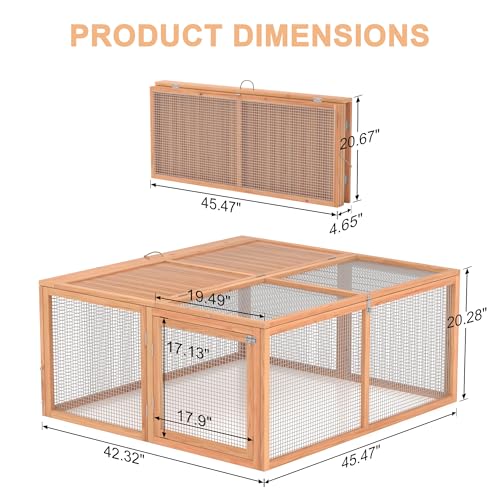 Portable Chicken Coop Run, Folding Rabbit Hutch, Logs - color: Logs