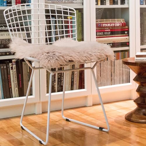 Natural Sheepskin Chair Pad, Non-Slip, Taupe, 1 Pack - color: Taupe, size: 1 Count (Pack of 1)