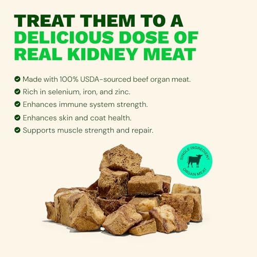 Get Joy Freeze Dried 100% Beef Kidney Dog Treats, 4oz | Single Ingredient Organ Meat, High Protein Raw Dog Food Topper, Snack & Training Rewards | Grain Free, Gluten Free, Filler Free - size: 4 Ounce (Pack of 1)