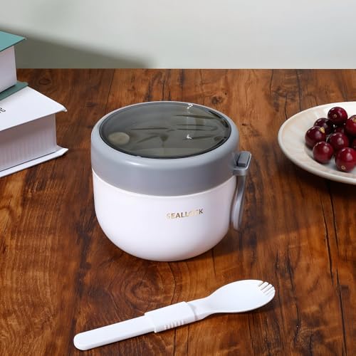 4pcs Overnight Oat Containers with Lids and Reusable Plastic Spoons,20oz Portable Stainless Steel Yogurt Breakfast On The Go Cups, Cups for Cereal,Milk and fruit Salad Storage Container
