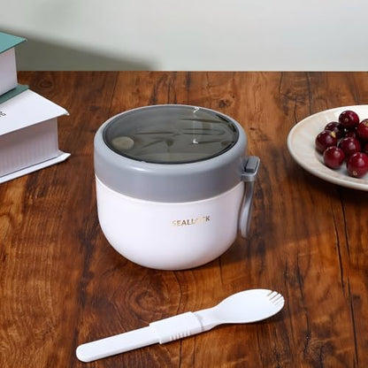 4pcs Overnight Oat Containers with Lids and Reusable Plastic Spoons,20oz Portable Stainless Steel Yogurt Breakfast On The Go Cups, Cups for Cereal,Milk and fruit Salad Storage Container
