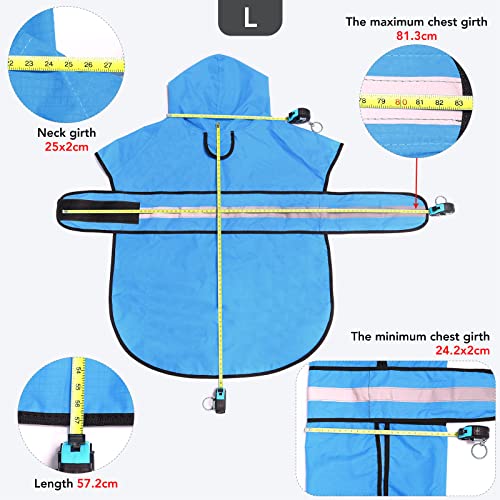 Waterproof Hooded Dog Raincoat - Adjustable Reflective Pet Jacket, Lightweight Dog Slicker Poncho for Small to X- Large Dogs and Puppies (Blue, Large) - color: Blue, size: Large
