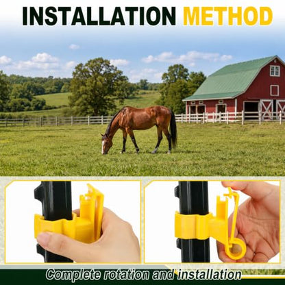 Pangda 60 Pack T Post Insulators Electric Fence for Farm Polytape, Yellow - color: Yellow
