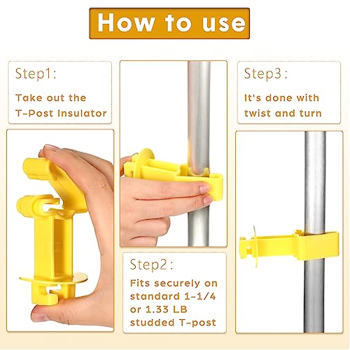 Geiserailie 66 Pcs T Post Insulators Electric Fence Post Clip Farm Ranchers