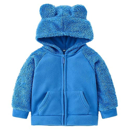 Toddler Winter Coats Baby Boys Girls Fuzzy Sherpa Fleece Jackets - color: Z-blue, size: 1-2T