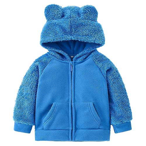 Toddler Winter Coats Baby Boys Girls Fuzzy Sherpa Fleece Jackets - color: Z-blue, size: 2-3T