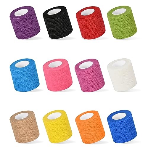 24Pcs Self Adherent Cohesive Bandage Wrap Self Adhesive Bandage Wrap 2 inch - color: Mix Color, size: 24Pcs