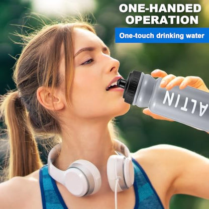 Suclain Squeeze Water Bottles with Carrier, 7 Pcs, Grey - color: Grey