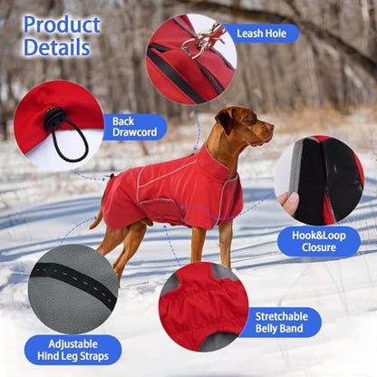 MIGOHI Dog Winter Jacket,Dog Coat Waterproof,4XL Winter Snow Coat with Fleece Lining for Large Dogs Boys Girls,Snowproof Pet Jacket,Great Dane,Mastiff,Red - color: Red, size: XXXX-Large