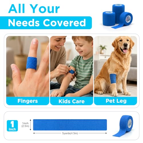OK TAPE Self Adhesive Bandage Wraps, 36 Pack 1"/2"/3" x5Yd Athletic Tape