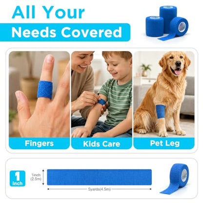 OK TAPE Self Adhesive Bandage Wraps, 36 Pack 1"/2"/3" x5Yd Athletic Tape