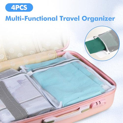 4PCS Large Mesh Laundry Bags for Delicates - 12x16 Inch White Honeycomb Wash Bags for Lingerie, Sweaters, Shoes