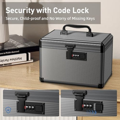 Medicine Lock Box with Code, Medication Lock Box with Removable Tray, Portable First Aid Box for Home&Travel, 10 * 6.9 * 6.9 Inch (Black) - size: Small-10inch