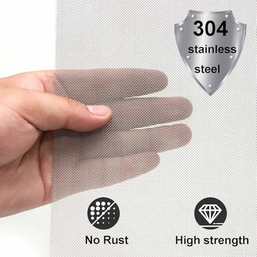 304 Stainless Steel Wire Mesh Screen,15.7" x 157.5", 20 Mesh 1mm Hole | Heavy duty rust-resistant mesh — sturdy and easy to cut, for attic vents, filtration, garden, cage, window and DIY. - size: 15.7" x 157.5"