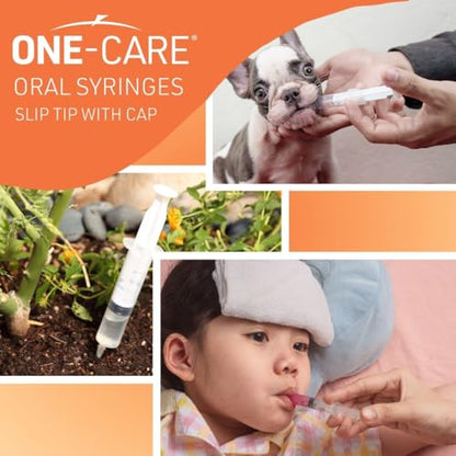 ONE-CARE Oral Syringe, 5 mL, Slip Tip, with Cap, 100 Count - size: 5ml