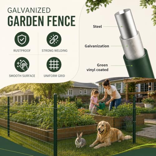 PVC Coated Welded Wire Fence 48 Inch x 100 Foot, 2 Inch x 3 Inch 16GA Green - color: Green, size: 48"×100'