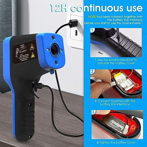 AIOMEST High Temp Thermometer Gun -58℉~2912℉, Pyrometer D:S=30:1 Dual Laser Industrial IR Temperature Meter w/Touch Buttons (NOT for Human Temp) - color: blue