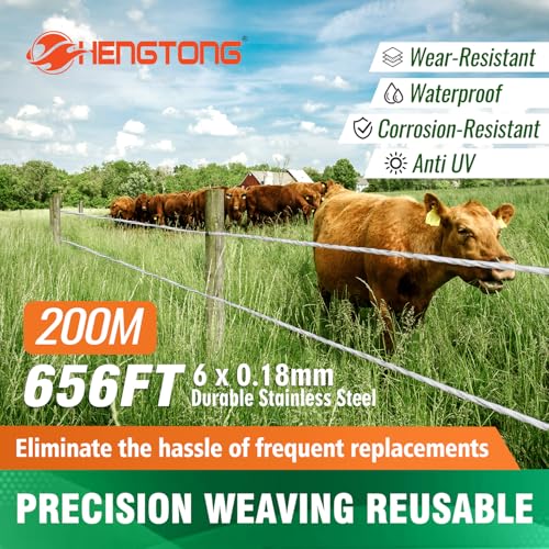 Electric Fence Polywire 656ft 6-Strand Stainless Steel White - color: white, size: 656ft