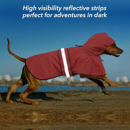 Waterproof Dog Raincoat - Reflective Adjustable Pet Rain Coats Jacket, Lightweight Dog Hooded Poncho Raincoats for Small Dogs (Red, Medium) - color: Red, size: Medium