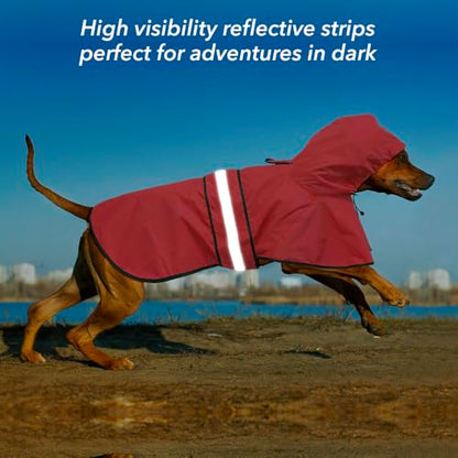 Waterproof Dog Raincoat - Reflective Adjustable Pet Rain Coats Jacket, Lightweight Dog Hooded Poncho Raincoats for Small Dogs (Red, Medium) - color: Red, size: Medium