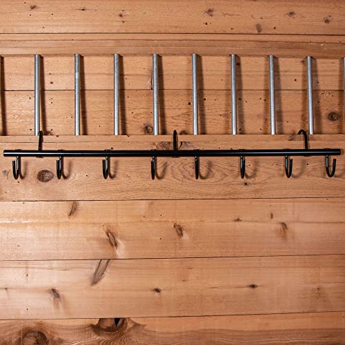 Easy-Up 8 Hook Tack Rack | Versatile and Organized Storage | Heavy Gauge Steel with Black Satin Finish | Fits Over Stall or Trailer Doors | Holds a Variety of Items | 5-Year Warranty