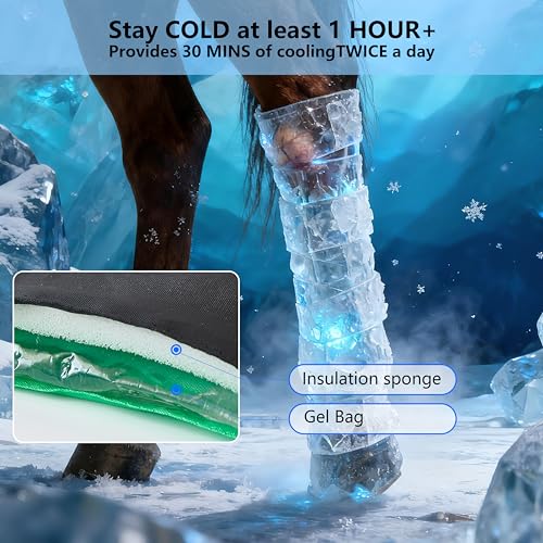 Reusable Gel Horse Ice Boots 2 Pack, Adjustable 5 Leg Cooling Wraps