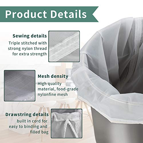12"x18" Nylon Mesh Strainer Bags for Almond Nut Milk, Greek Yogurt, Home Beer Wine Brewing 180 Micron - size: 12"x18" Brew Bag - 180Micron
