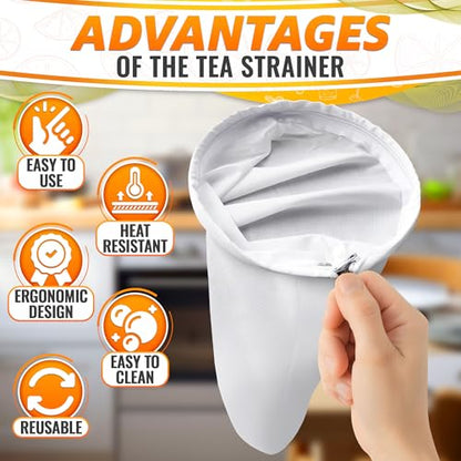 5.3 In Thai Tea Strainer, Fine Mesh Cloth, Stainless Steel Handle - style: Tea Filters