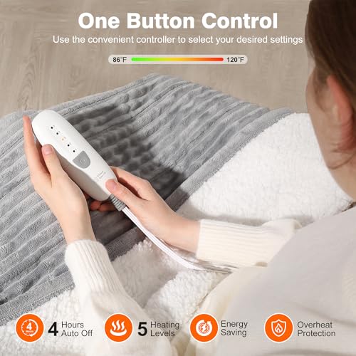 Heated Throw Blanket Electric Throw Blanket Warming Blankets for Adults - color: Light Gray, size: Throw(50"x60")
