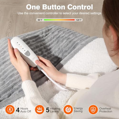Heated Throw Blanket Electric Throw Blanket Warming Blankets for Adults - color: Light Gray, size: Throw(50"x60")