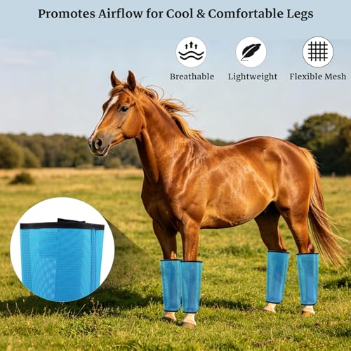Mesh Horse Fly Boots, Blue, Set of 4 - color: Blue