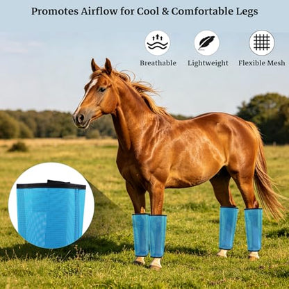 Mesh Horse Fly Boots, Blue, Set of 4 - color: Blue