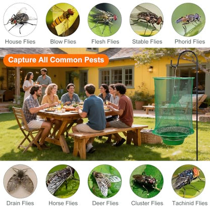 Reusable Ranch Fly Traps Outdoor Hanging Fly Cage-10 Pack - size: 10 pack