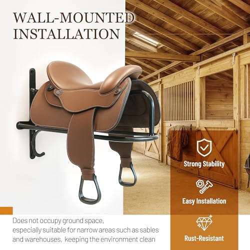 2Pcs Saddle Rack Wall Mounted 22.3 x 11.1 x 8.6 Inch for Horse - size: 2Pieces