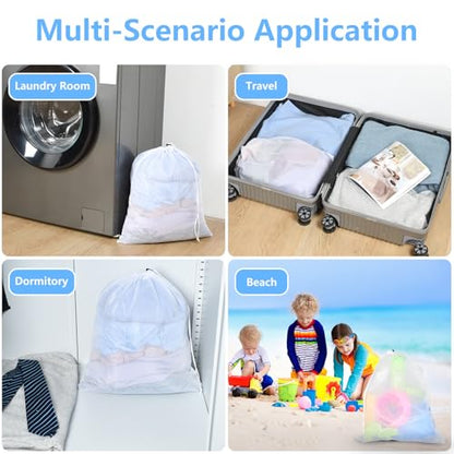 OTraki 16x20 Inch Mesh Laundry Bags 2PCS Small Drawstring Dirty Clothes Washing Bag Machine Washable Delicates Bra Lingerie Socks Toy Garment Bag Dorm Don't Drying, Melting 140-176℉ White - size: 16 x 20 inch