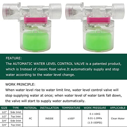 Transparency Water Float Valve, Water Level Control Water Tank Traditional Float Valve Upgrade (3/4“ SIDE) - size: 3/4“ SIDE
